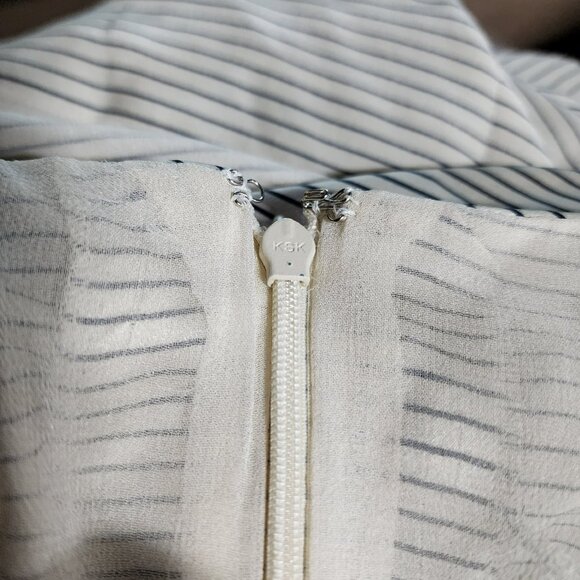 Hellessy Striped Slip Dress S | Silk Feel | Ivory/Navy | Blouson Overlay - Picture 3 of 8